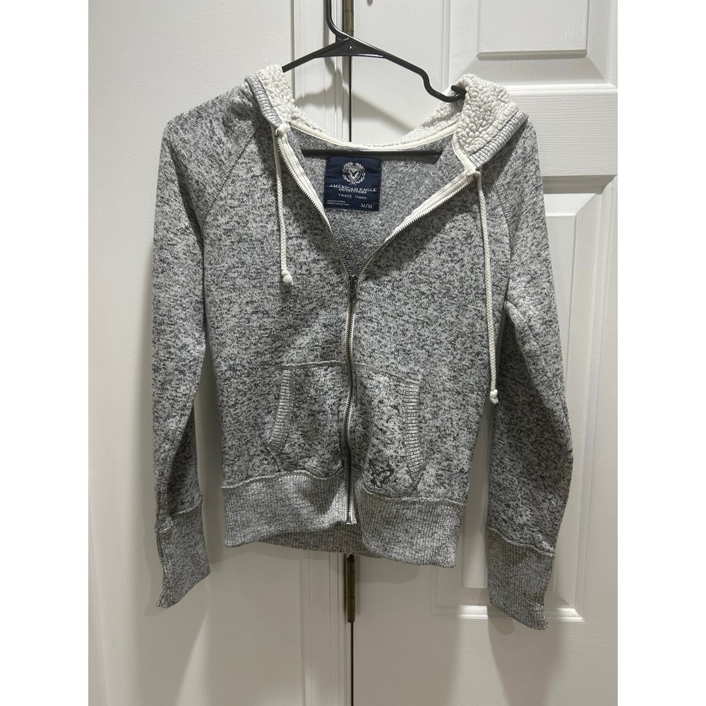 American Eagle Outfitters Grey Full Zip Hoodie Sweatshirt M